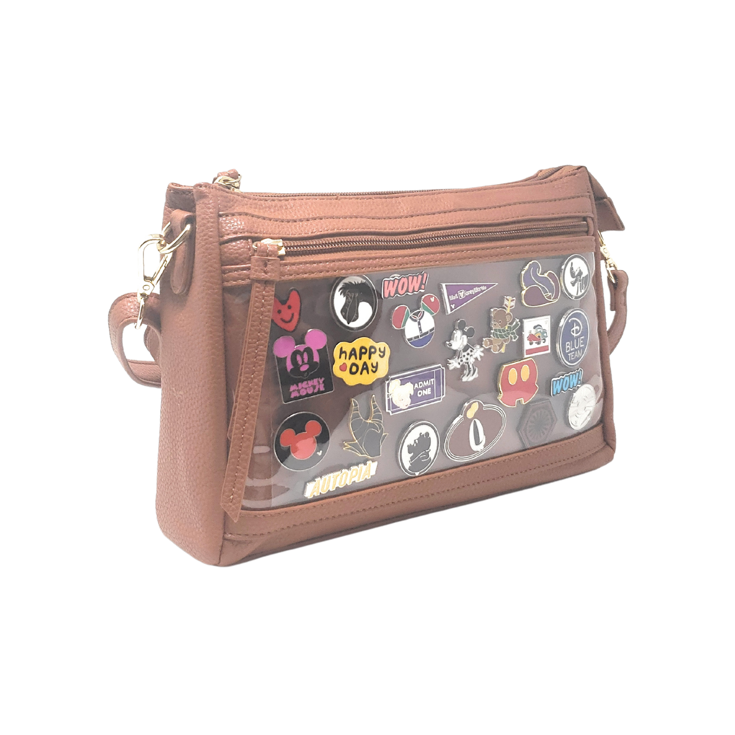 PU Leather Ita Crossbody Pin Bag - Camel