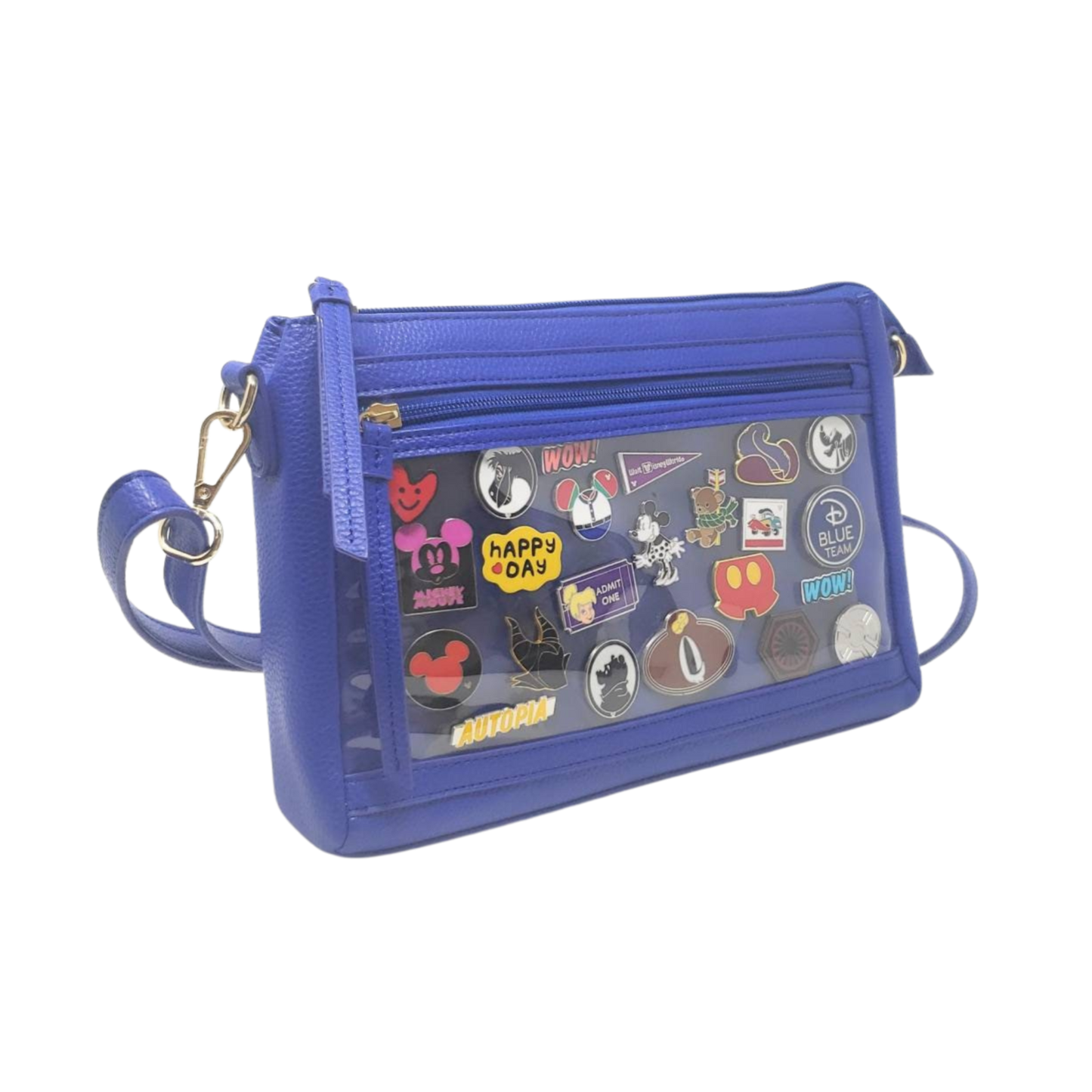 PU Leather Ita Crossbody Pin Bag - Blue