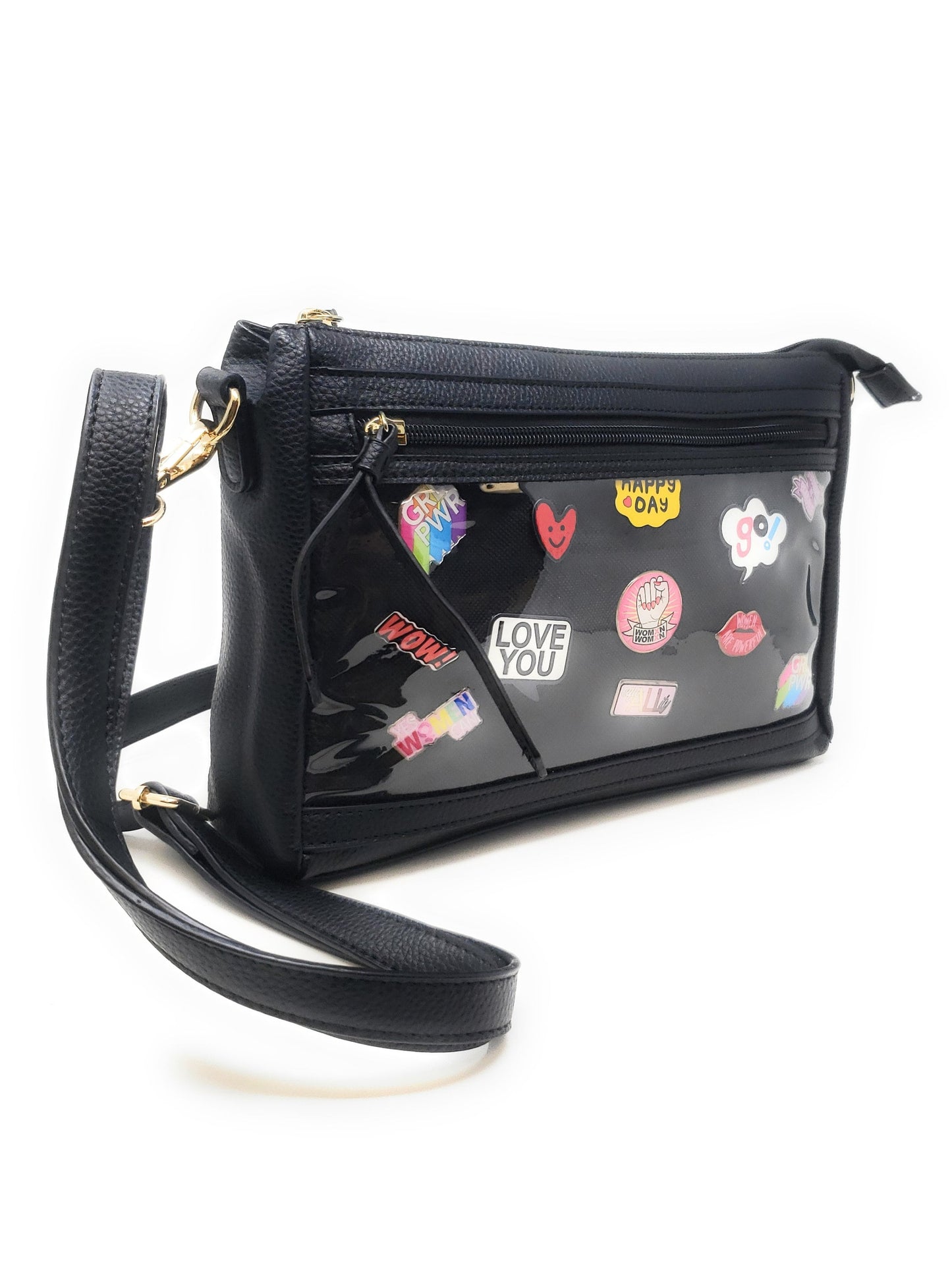 PU Leather Ita Crossbody Pin Bag - Blue