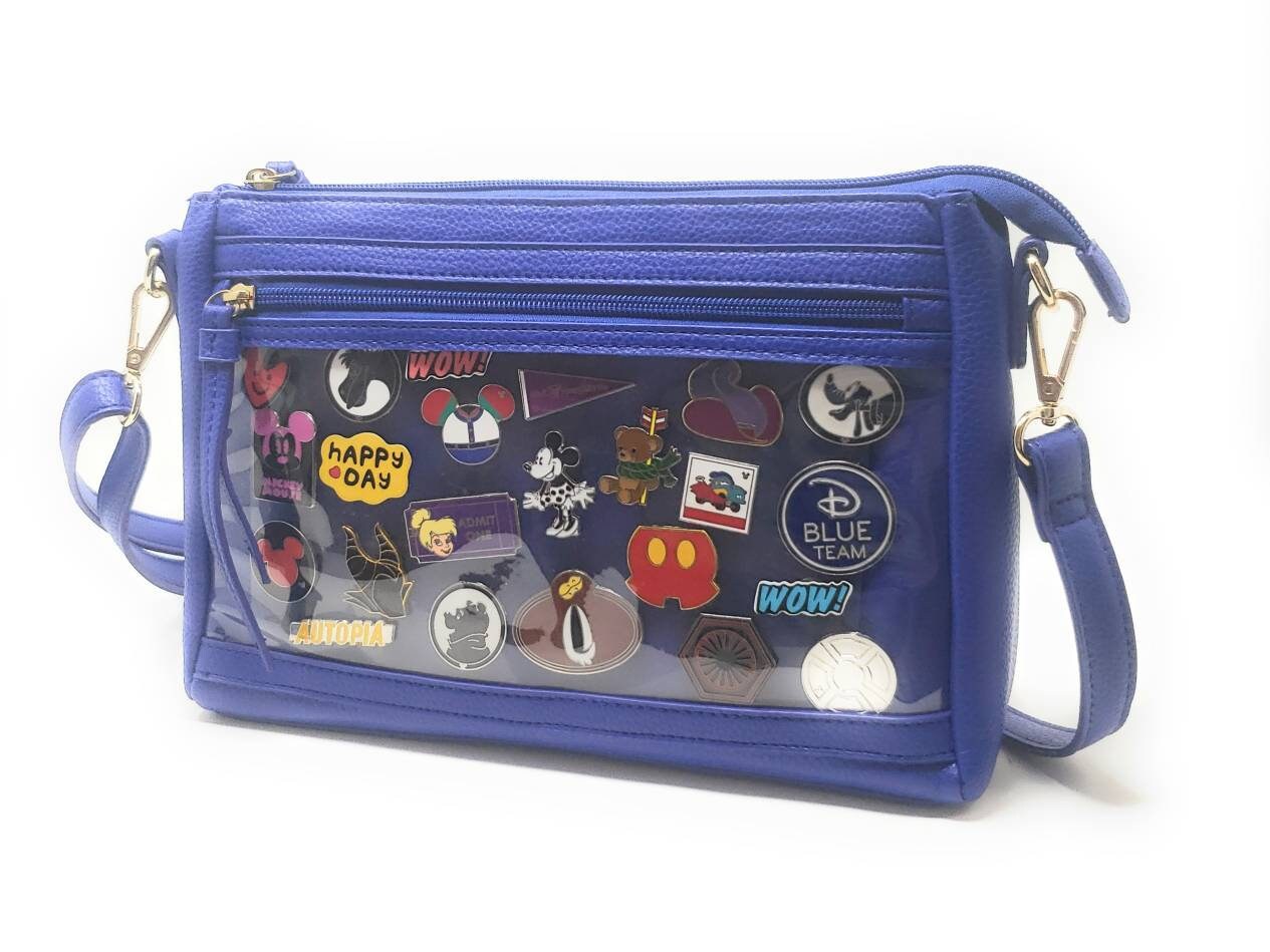 PU Leather Ita Crossbody Pin Bag - Blue