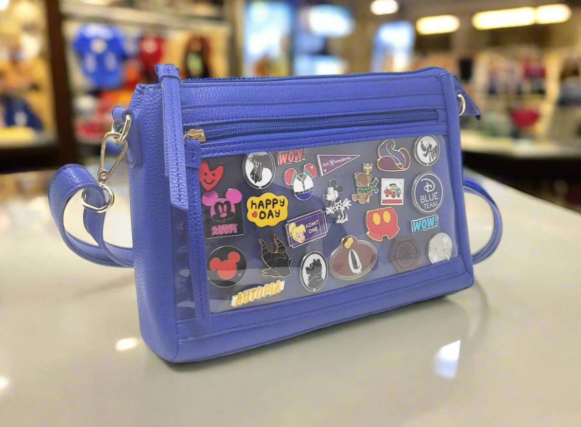 PU Leather Ita Crossbody Pin Bag - Blue