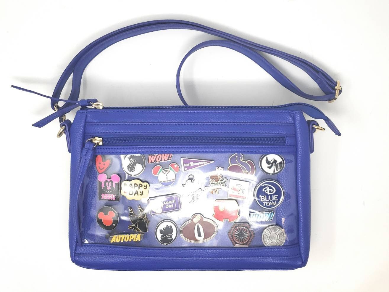 PU Leather Ita Crossbody Pin Bag - Blue